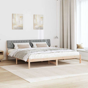 vidaXL Bed Frame Brown and Light Gray 200 x 200 cm Solid Pine Wood