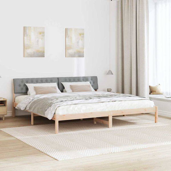 vidaXL Bed Frame Brown and Light Gray 200 x 200 cm Solid Pine Wood