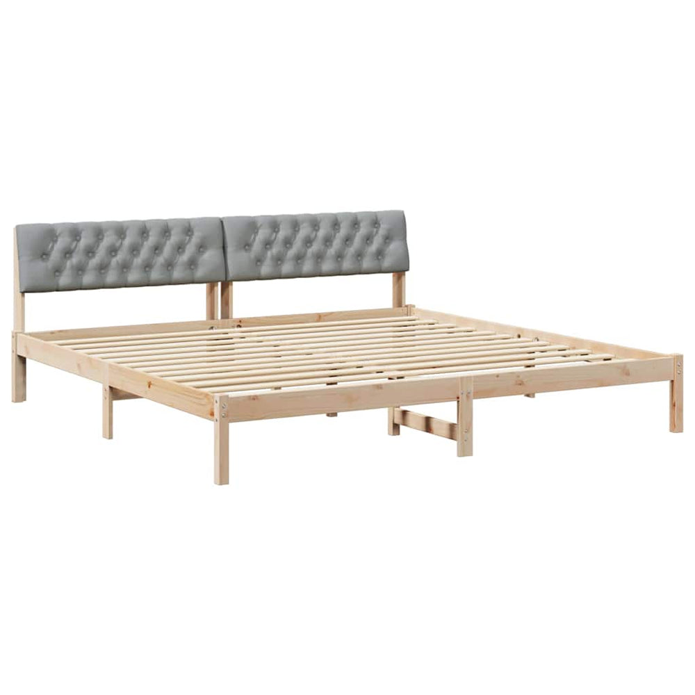 vidaXL Bed Frame Brown and Light Gray 200 x 200 cm Solid Pine Wood