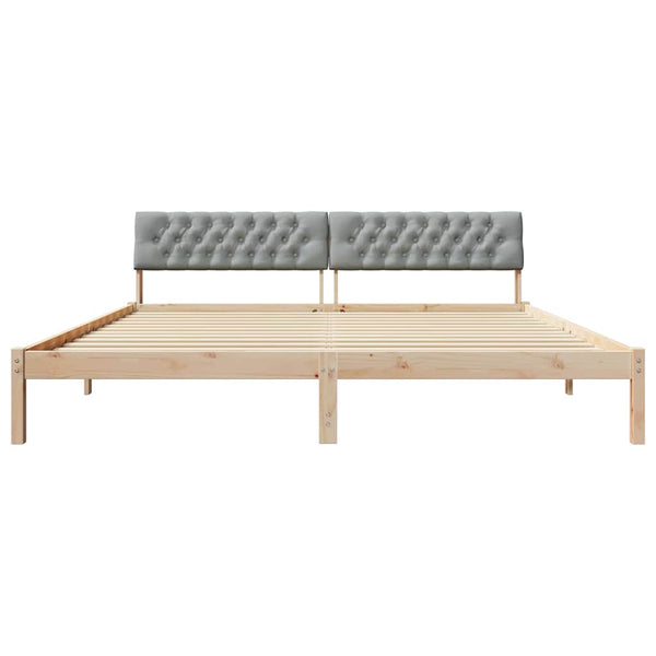 vidaXL Bed Frame Brown and Light Gray 200 x 200 cm Solid Pine Wood