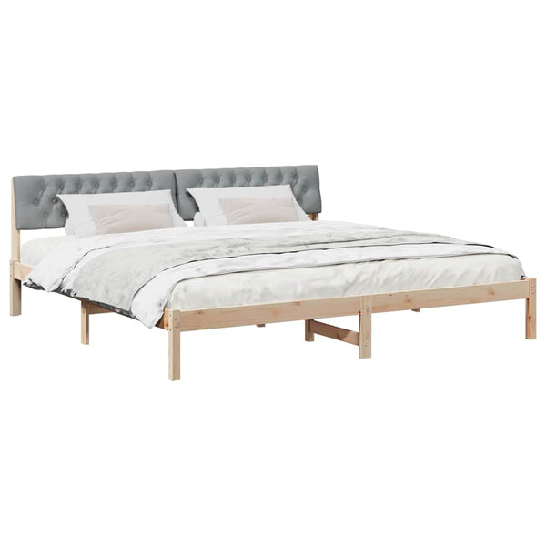 vidaXL Bed Frame Brown and Light Gray 200 x 200 cm Solid Pine Wood