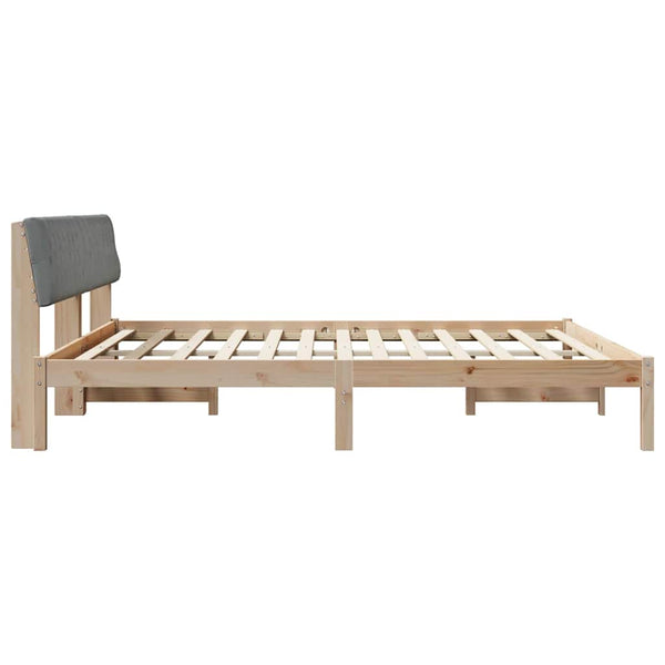 vidaXL Bed Frame Brown and Light Gray 200 x 200 cm Solid Pine Wood