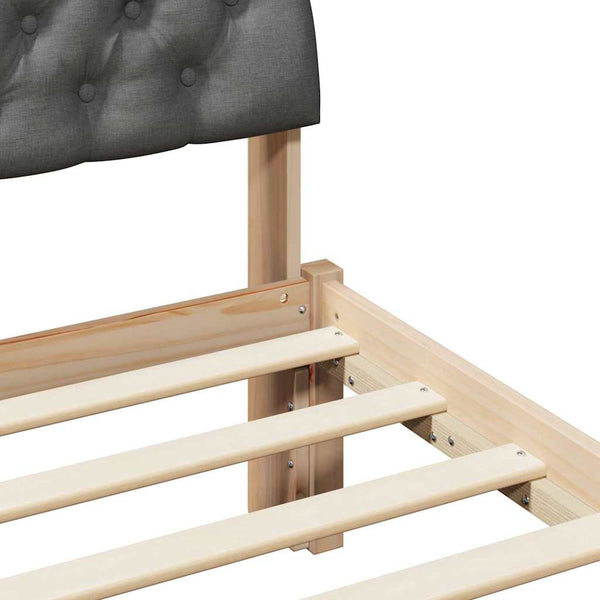 vidaXL Bed Frame Brown and Dark Gray 200 x 200 cm Solid Pine Wood