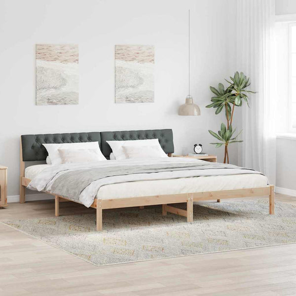 vidaXL Bed Frame Brown and Dark Gray 200 x 200 cm Solid Pine Wood