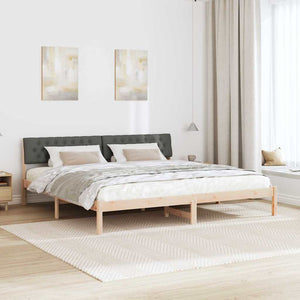 vidaXL Bed Frame Brown and Dark Gray 200 x 200 cm Solid Pine Wood