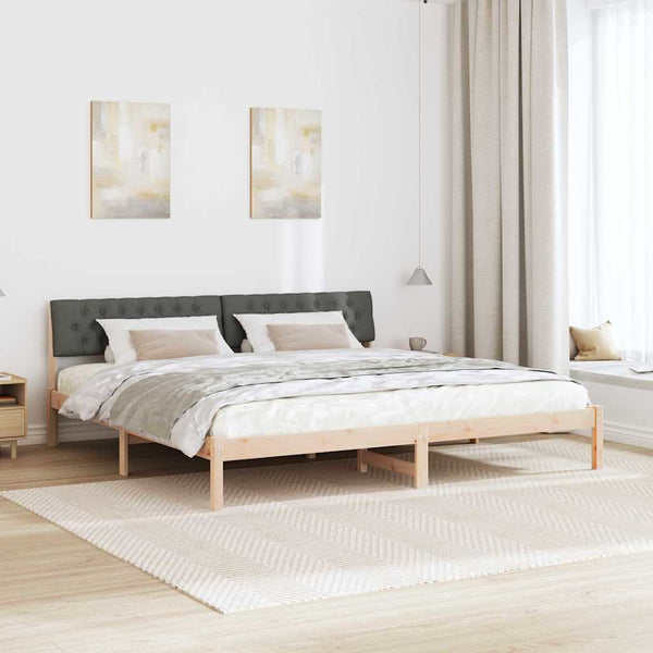 vidaXL Bed Frame Brown and Dark Gray 200 x 200 cm Solid Pine Wood