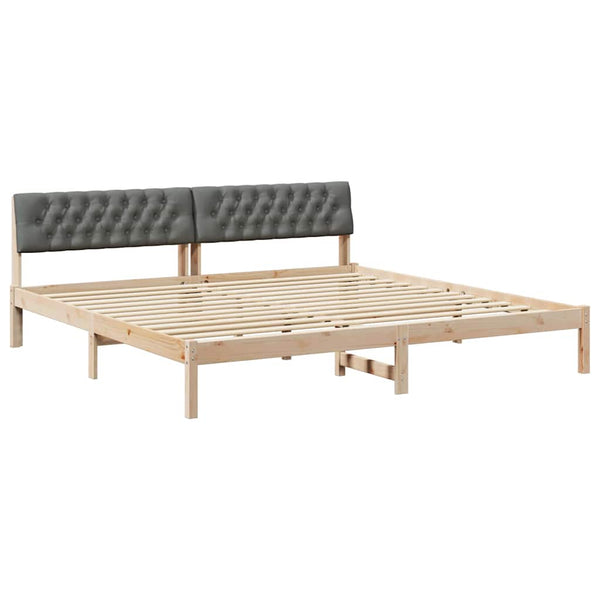 vidaXL Bed Frame Brown and Dark Gray 200 x 200 cm Solid Pine Wood