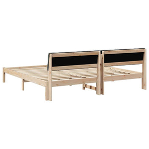 vidaXL Bed Frame Brown and Dark Gray 200 x 200 cm Solid Pine Wood