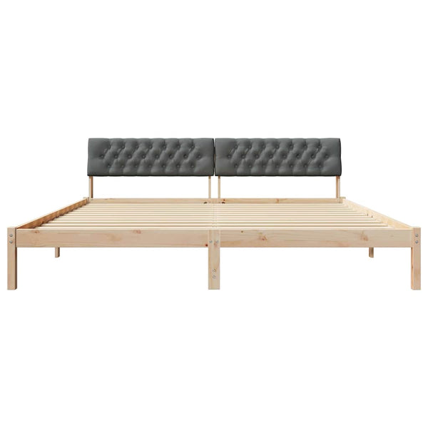 vidaXL Bed Frame Brown and Dark Gray 200 x 200 cm Solid Pine Wood