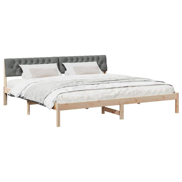 vidaXL Bed Frame Brown and Dark Gray 200 x 200 cm Solid Pine Wood