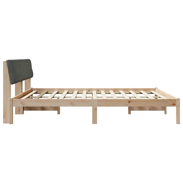 vidaXL Bed Frame Brown and Dark Gray 200 x 200 cm Solid Pine Wood