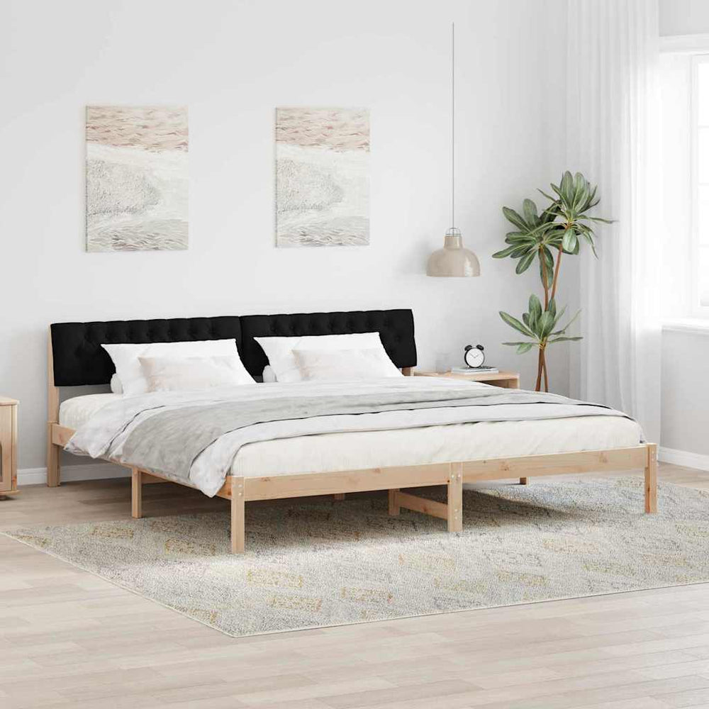 vidaXL Bed Frame Brown and Black 200 x 200 cm Solid Pine Wood