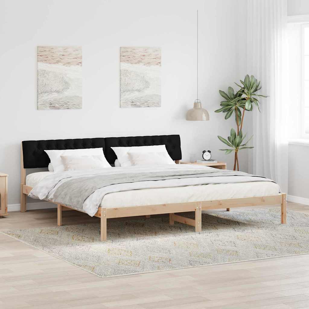 vidaXL Bed Frame Brown and Black 200 x 200 cm Solid Pine Wood