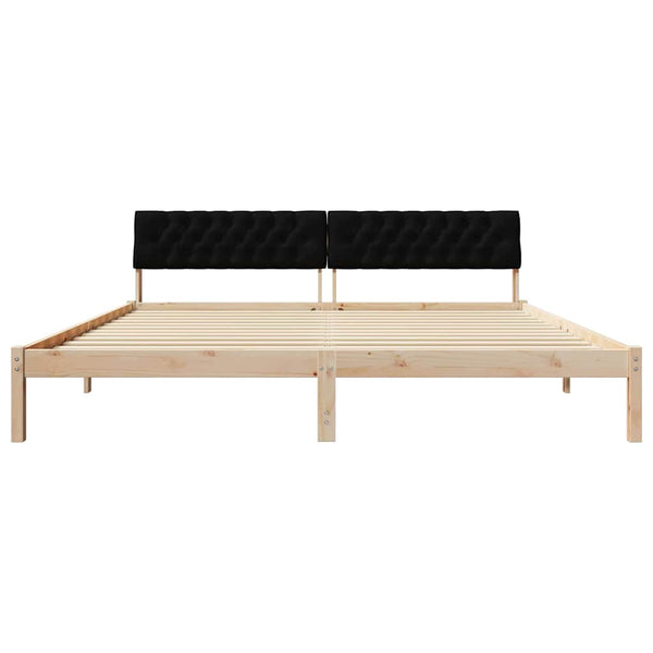 vidaXL Bed Frame Brown and Black 200 x 200 cm Solid Pine Wood