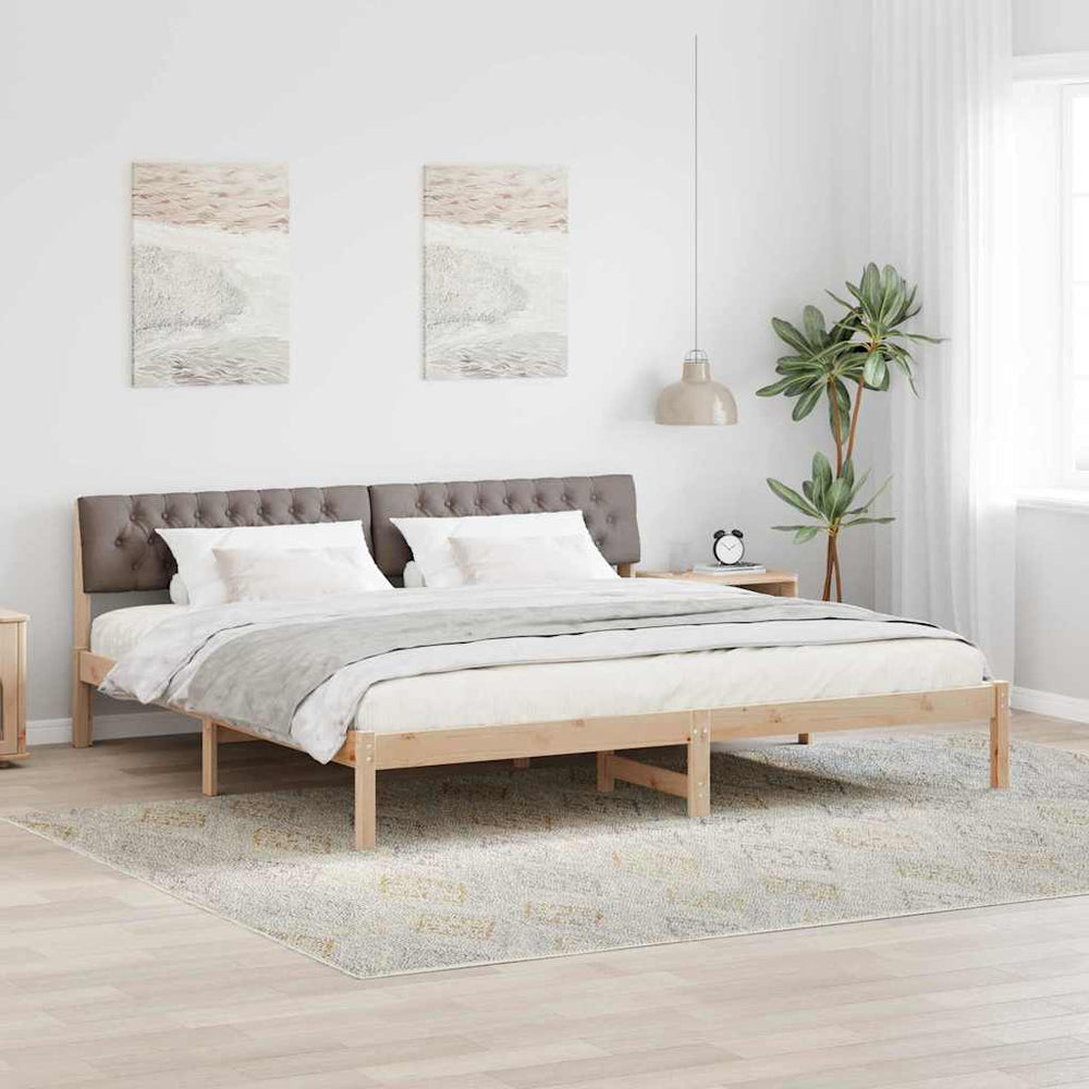 vidaXL Bed Frame Brown and Taupe 200 x 200 cm Solid Pine Wood