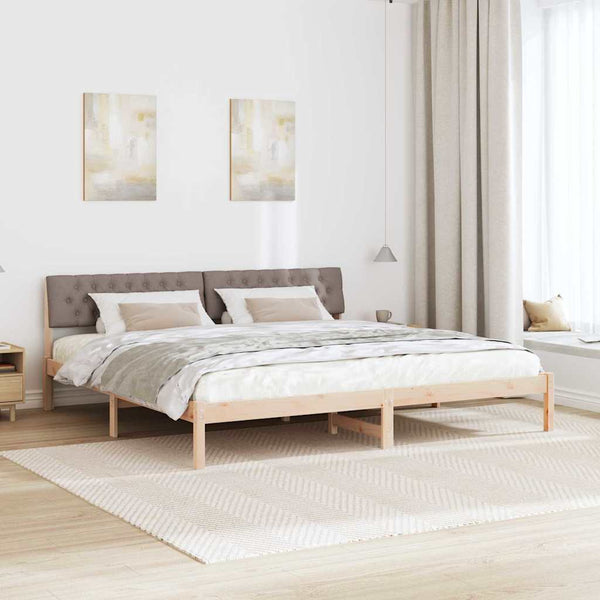 vidaXL Bed Frame Brown and Taupe 200 x 200 cm Solid Pine Wood
