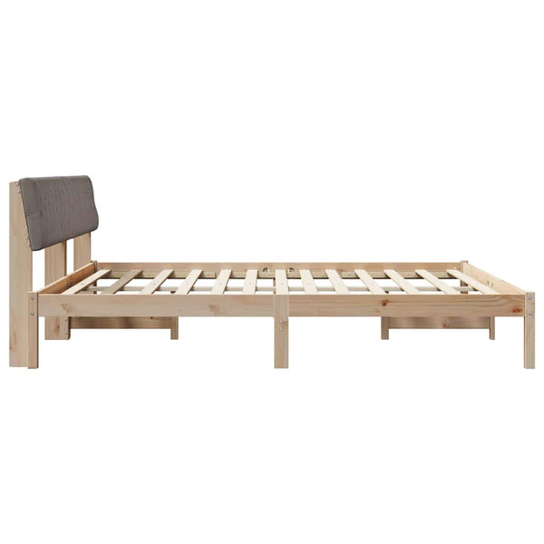 vidaXL Bed Frame Brown and Taupe 200 x 200 cm Solid Pine Wood