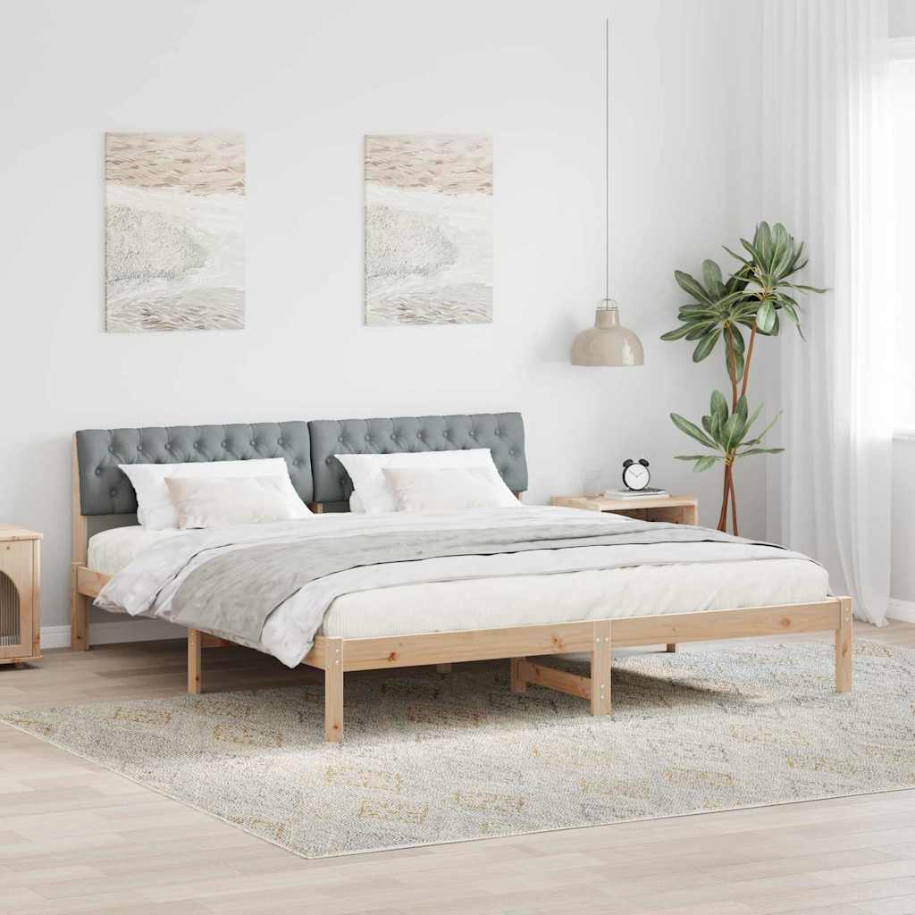 vidaXL Bed Frame Brown and Light Grey 180 x 200 cm Solid Pine