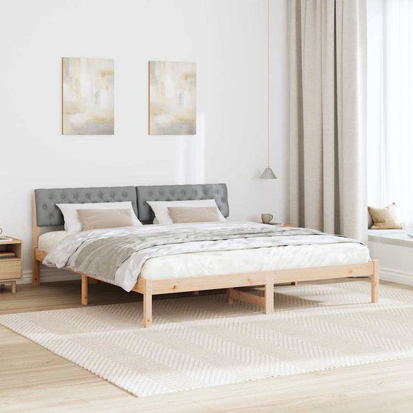 vidaXL Bed Frame Brown and Light Grey 180 x 200 cm Solid Pine