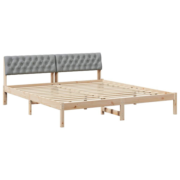 vidaXL Bed Frame Brown and Light Grey 180 x 200 cm Solid Pine