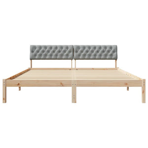 vidaXL Bed Frame Brown and Light Grey 180 x 200 cm Solid Pine