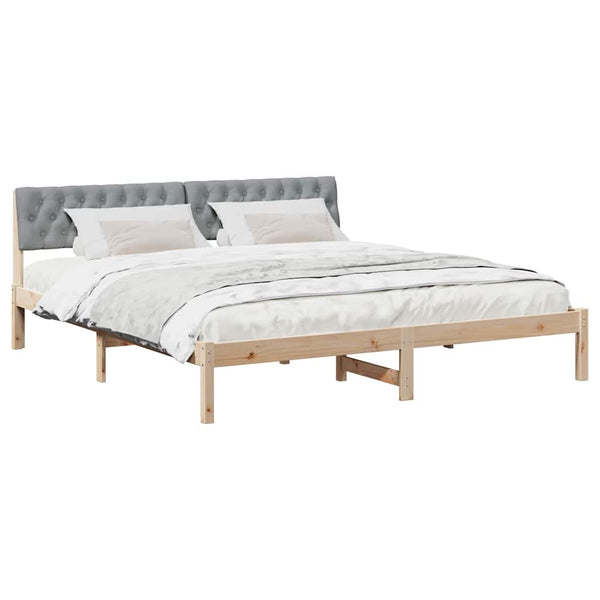vidaXL Bed Frame Brown and Light Grey 180 x 200 cm Solid Pine