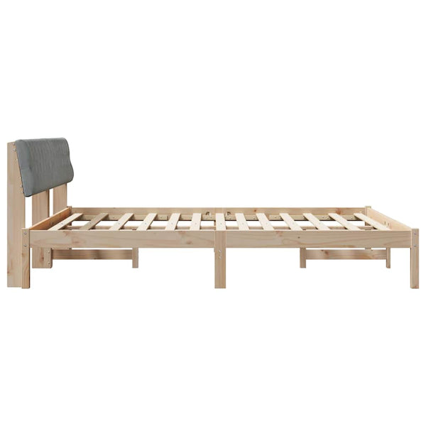 vidaXL Bed Frame Brown and Light Grey 180 x 200 cm Solid Pine