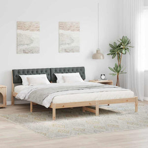 vidaXL Bed Frame Brown and Dark Grey 180 x 200 cm Solid Pine Wood