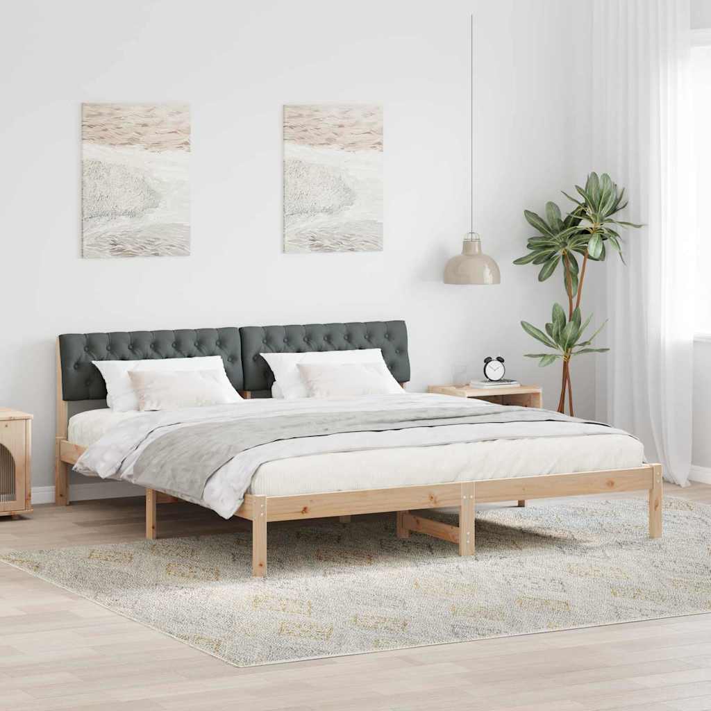 vidaXL Bed Frame Brown and Dark Grey 180 x 200 cm Solid Pine Wood