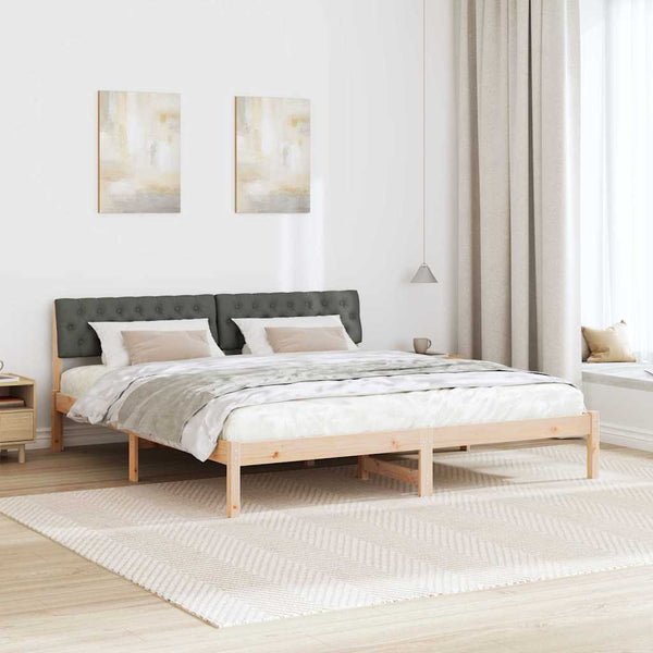 vidaXL Bed Frame Brown and Dark Grey 180 x 200 cm Solid Pine Wood