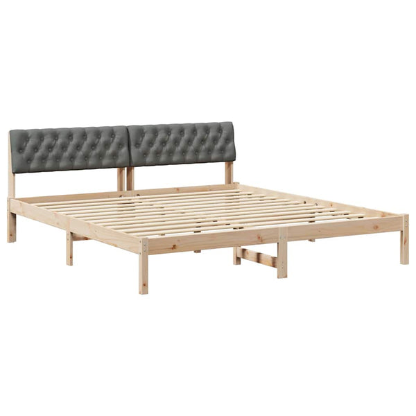 vidaXL Bed Frame Brown and Dark Grey 180 x 200 cm Solid Pine Wood