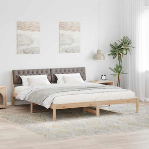vidaXL Bed Frame Brown and Taupe 180 x 200 cm Solid Pine Wood