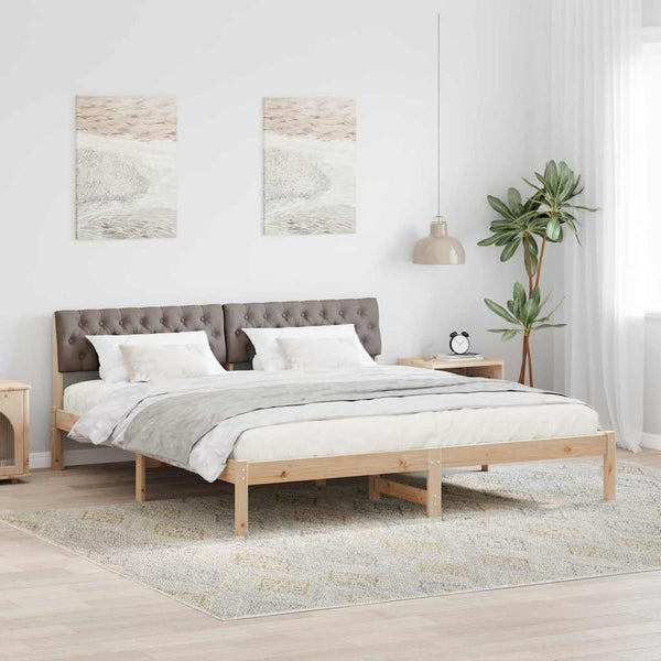 vidaXL Bed Frame Brown and Taupe 180 x 200 cm Solid Pine Wood