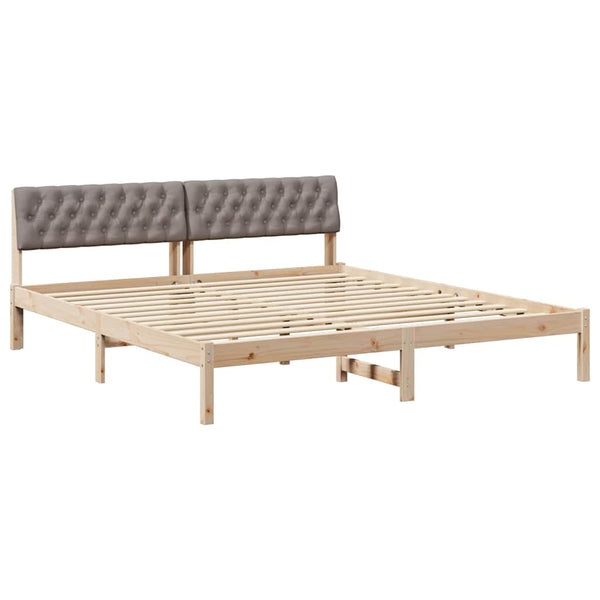 vidaXL Bed Frame Brown and Taupe 180 x 200 cm Solid Pine Wood