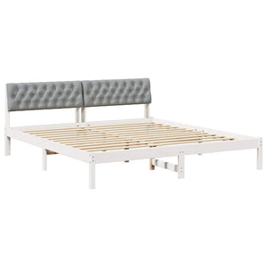 vidaXL Bed Frame White and Light Grey 180 x 200 cm Solid Pine Wood