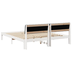 vidaXL Bed Frame White and Light Grey 180 x 200 cm Solid Pine Wood