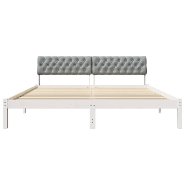 vidaXL Bed Frame White and Light Grey 180 x 200 cm Solid Pine Wood