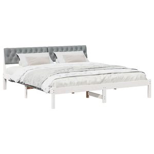 vidaXL Bed Frame White and Light Grey 180 x 200 cm Solid Pine Wood