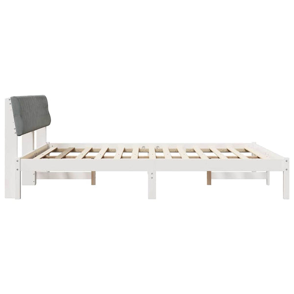 vidaXL Bed Frame White and Light Grey 180 x 200 cm Solid Pine Wood