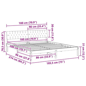 vidaXL Bed Frame White and Light Grey 180 x 200 cm Solid Pine Wood