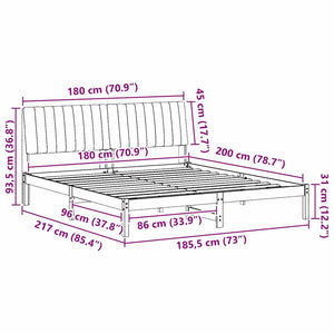 vidaXL Bed Frame Light Gray 180 x 200 cm Solid Pine Wood