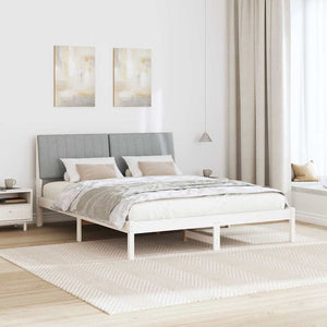 vidaXL Bed Frame with Headboard White 160 x 200 cm Solid Pine Wood