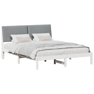 vidaXL Bed Frame with Headboard White 160 x 200 cm Solid Pine Wood