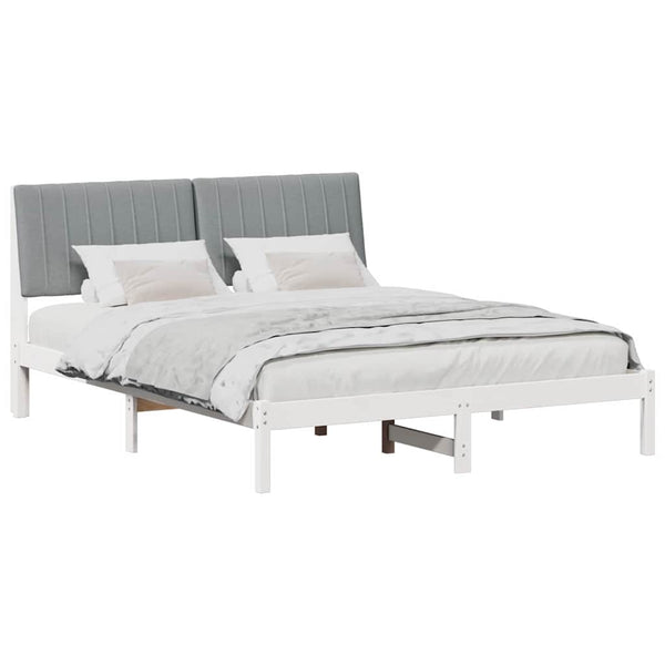 vidaXL Bed Frame with Headboard White 160 x 200 cm Solid Pine Wood