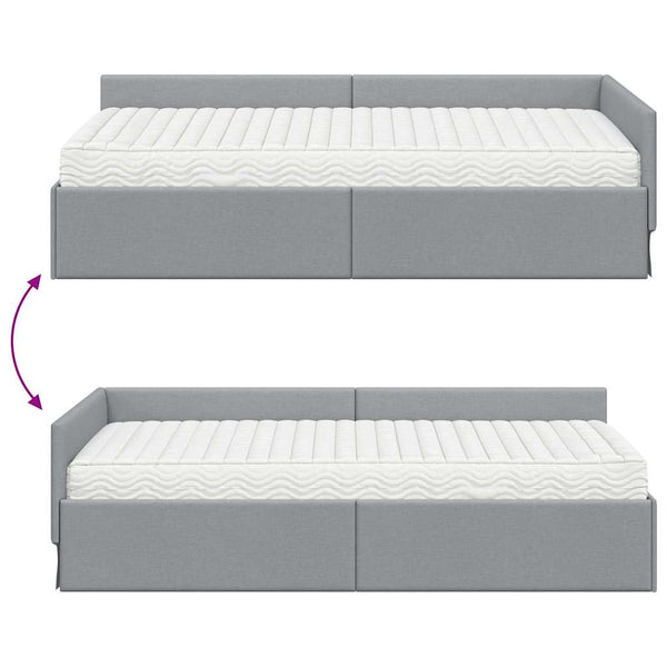Eckbett mit Matratze, Hellgrau