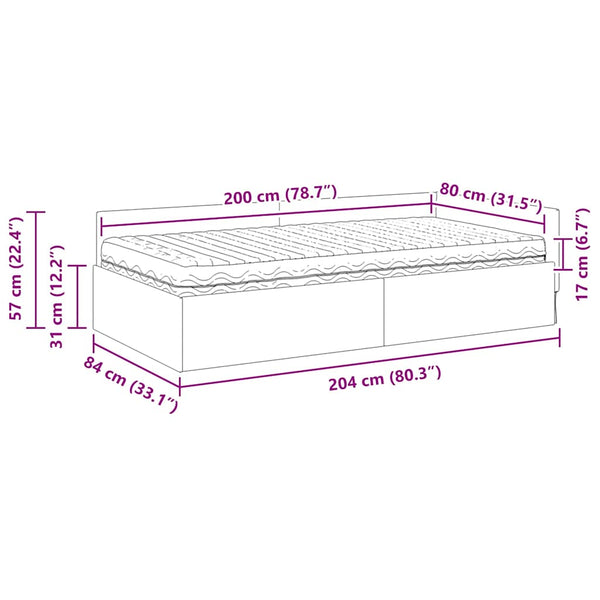 Eckbett mit Matratze, Hellgrau