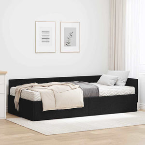 Eckbett mit Matratze Schwarz Stoff
