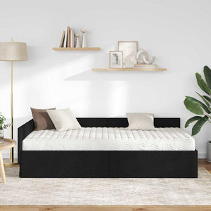 Eckbett mit Matratze Schwarz Stoff
