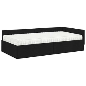 Eckbett mit Matratze Schwarz Stoff