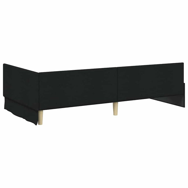 Eckbett mit Matratze Schwarz Stoff